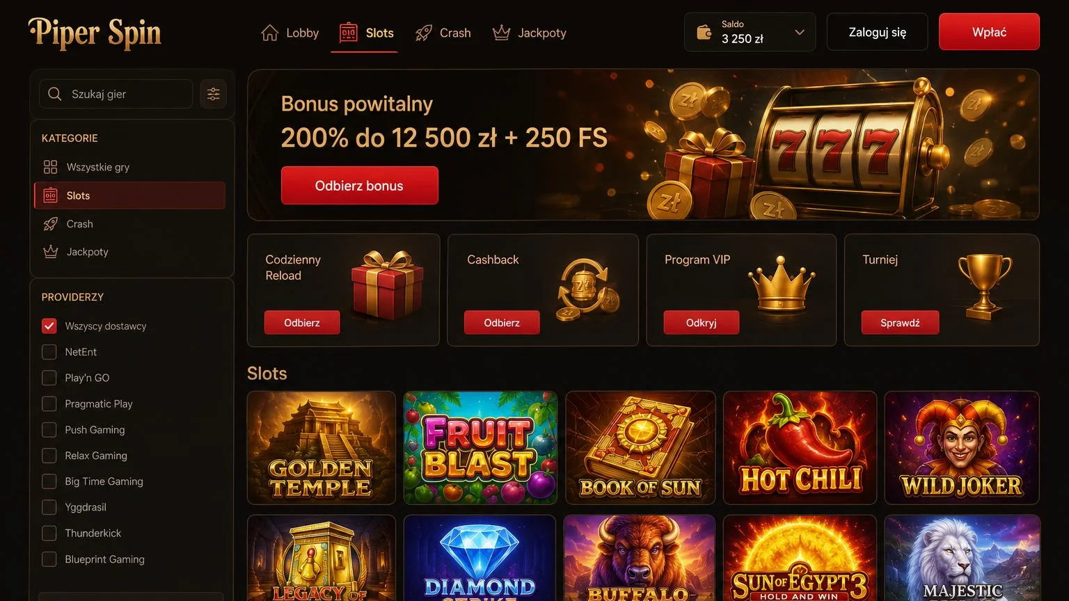 Gry i automaty w ofercie online casino PiperSpin katalog Gry i automaty w ofercie online casino PiperSpin